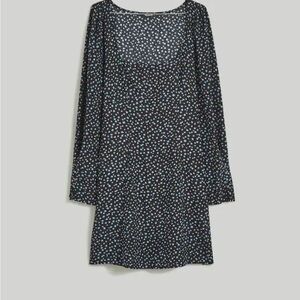 Madewell long sleeve mini dress in ditsy blue floral